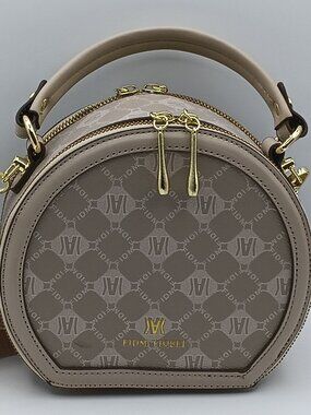 FIDM YIQBEI Monogram Round Crossbody Hand Bags Women's Soft Faux Leather